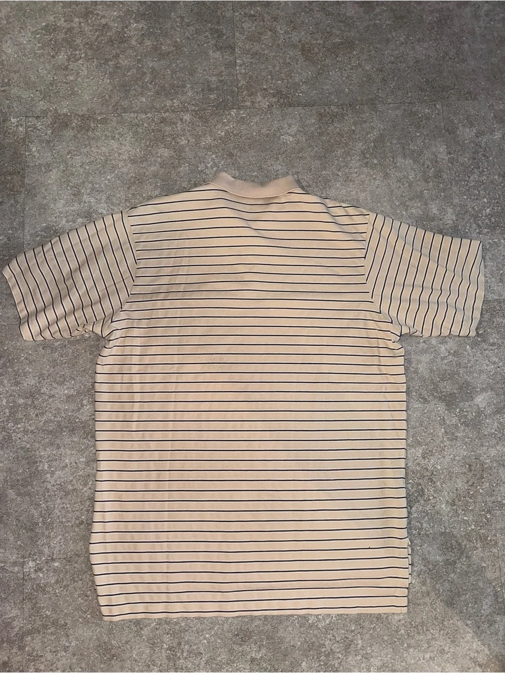Polo by Ralph Lauren Men’s L Classic Fit Beige/Blue Striped Polo Pocket Logo
